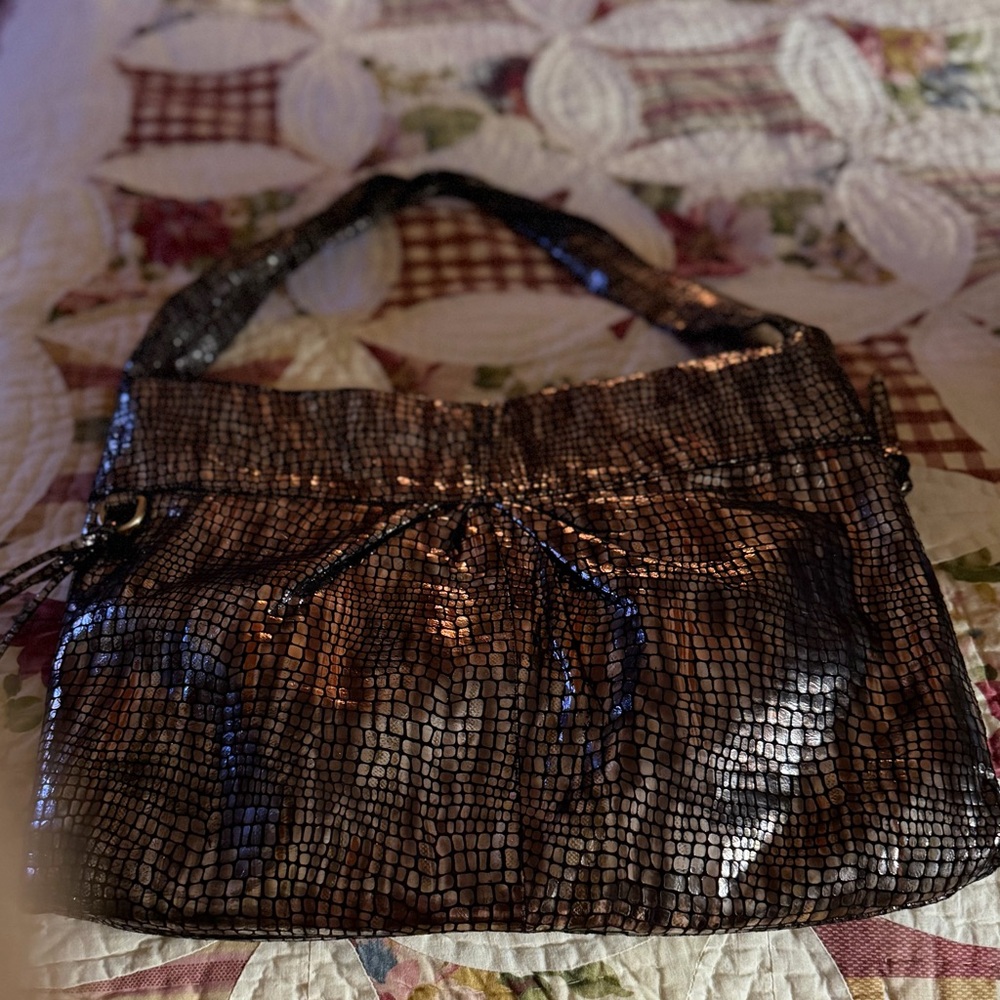 HOBO Metallic Bronze Mosaic Shoulder Bag beautiful $75